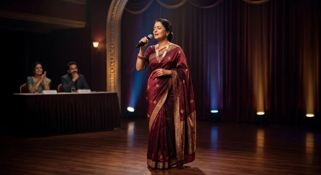 thevoicehunt-senior-singer Experienced Indian singer during singing audition